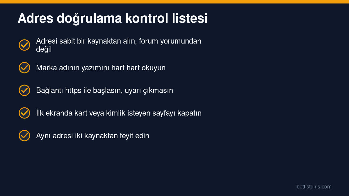 Betist giriş adresinin doğru olup olmadığını denetlemek için beş maddelik kontrol listesi